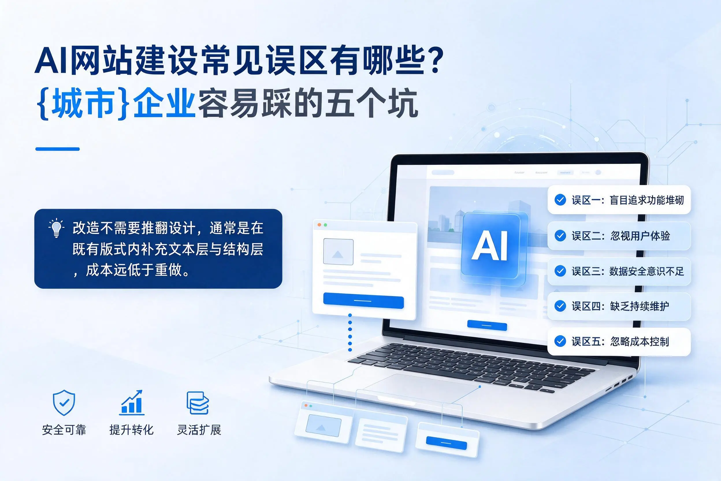 AI网站建设常见误区有哪些？中卫企业容易踩的五个坑