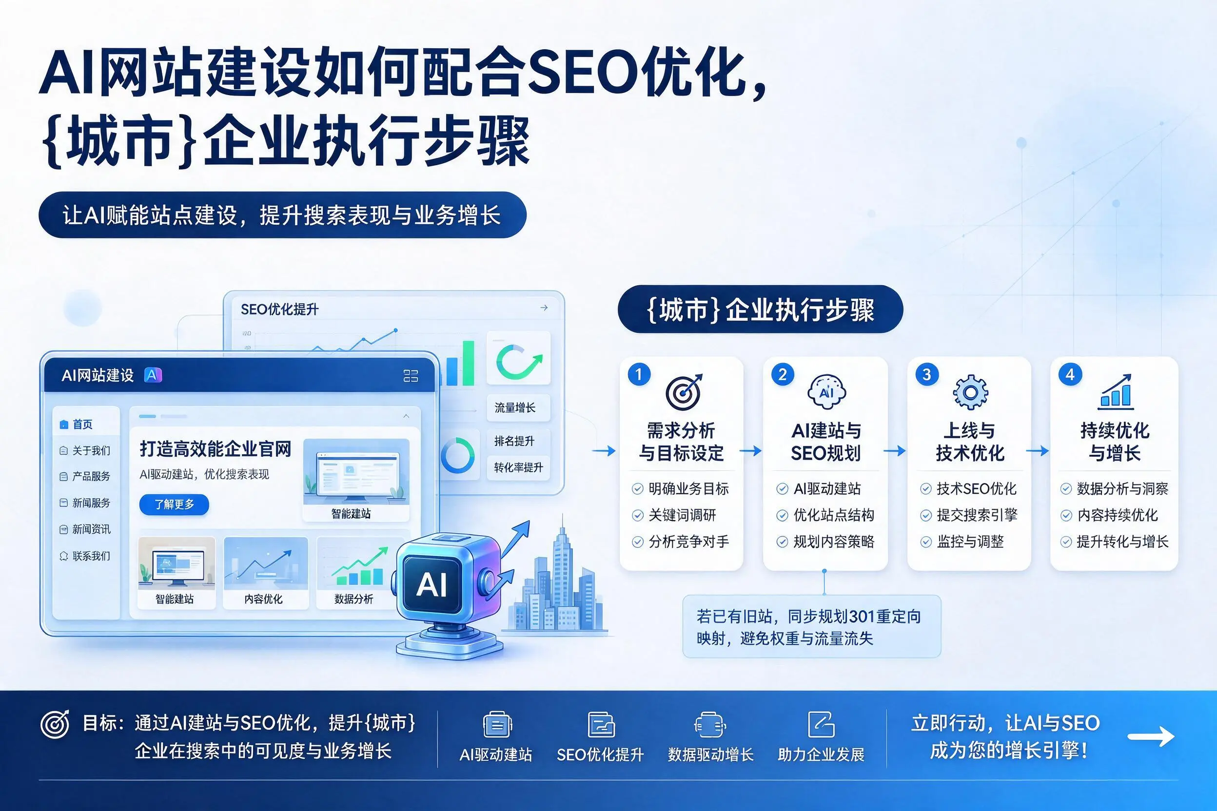 AI网站建设如何配合SEO优化,中卫企业执行步骤
